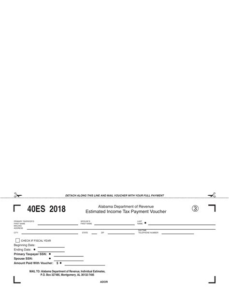 Form 40es Download Printable Pdf Or Fill Online Individual Estimated Tax Form 2018 Alabama