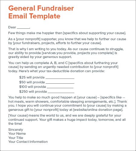 Fundraising Email Template | TUTORE.ORG - Master of Documents