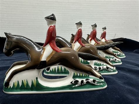 4 Pia Bone China Equestrian Napkin Ring Holders Fox Hunt 1986 EBay