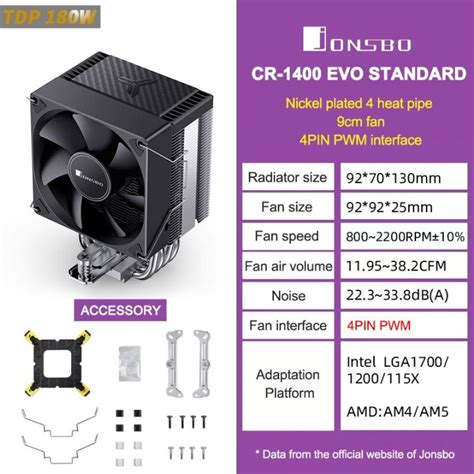 JONSBO CR1400 EVO CPU Cooler 4 Heat Pipe ARGB PWM Processador Air