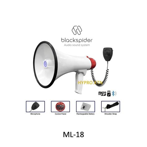 Black Spider Ml Rechargeable Power Megaphone Loud Hailer With Siren