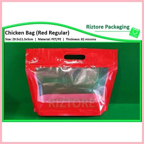 【hot】 50 Pcs Red Regular Chicken Bag With Handle Ideal For Lechon