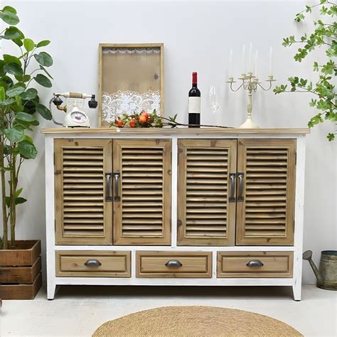 Modern Living Room Solid Wood Buffet Cabinet with Drawer in Natural Display & China Cabinets