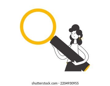 Woman Holding Magnifying Glass Her Hands Stock Vector Royalty Free