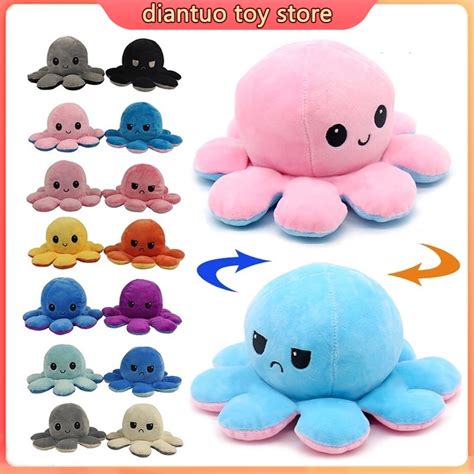 Tiktok 20cm Reversible Octopus Doll Plush Toy Flip Mood Plushie Stuffed