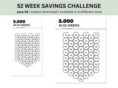 5 000 Savings Challenge Printable 52 Week Savings Challenge Binder