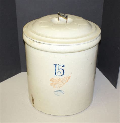 Bargain Johns Antiques 15 Gallon Red Wing Stoneware Crock With Rare