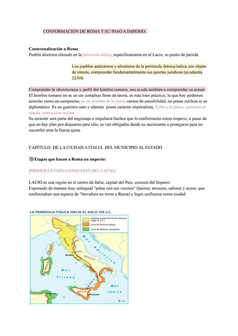 Resumen la formación del imperio romano CONFORMACIÓN DE ROMA Y SU