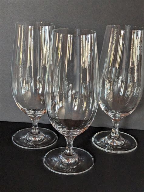 Stemmed Pilsner Glasses By Rona Set Of 3 Crystal Clear Glass Lead