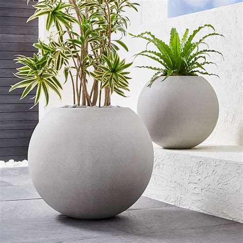 Sphere Light Gray Indoor/Outdoor Planters | Crate & Barrel Canada