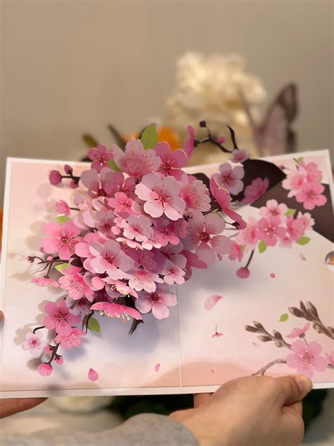 Cherry Blossoms Pop Up Card Mothers Day Greeting Card Birthday T