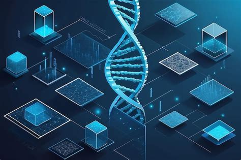 Premium Photo Isometric Digital Dna Structure In Blue Background