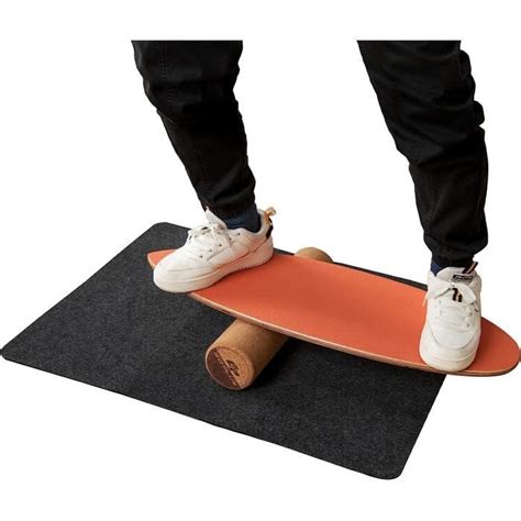 Goplus Planche D Quilibre En Bois Avec Rouleau En Li Ge Et Tapis