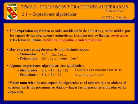 Tema Polinomios Y Fracciones Algebraicas