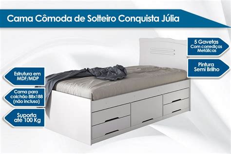 Cama Solteiro Multifuncional J Lia C Gavetas Conquista Costa Rica