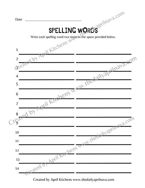 Spelling Practice Worksheet Etsy