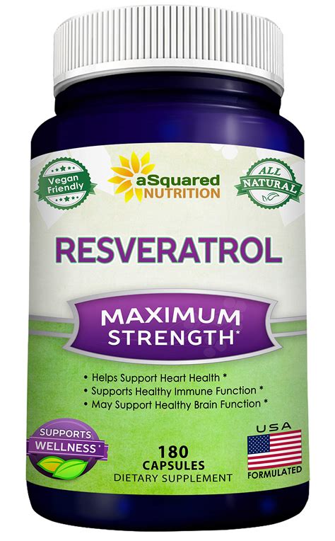 100 Natural Resveratrol 1000mg Per Serving Max Strength 180 Capsules Antioxidant Supplement