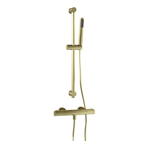 Brushed Brass Thermostatic Mixer Shower With Hand Shower Arissa