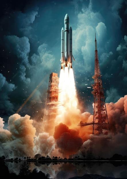 A Space Rocket Is Launched Into Space Premium Ai Generated Image