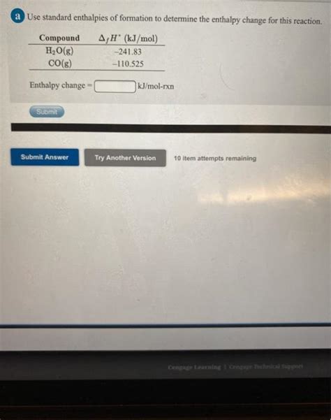 Solved A Use Standard Enthalpies Of Formation To Determine Chegg