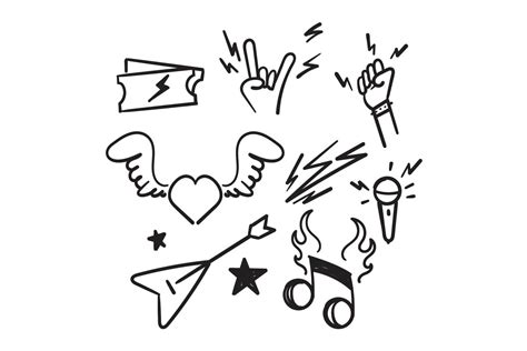 Doodle Rock And Roll Related Icon Grafik Von Gwensgraphicstudio