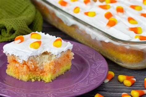 How To Make Candy Corn Poke Cake Step By Step Devour Dinner