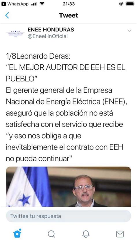 Enee Da Por Un Hecho La Rescisión Del Contrato De Eeh Dinero Hn