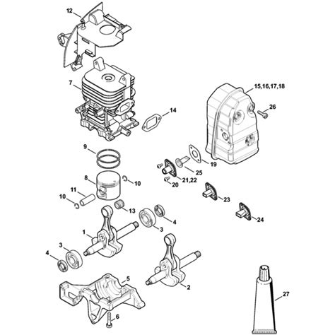 Crankshaft Cylinder Muffler Assembly For Stihl Br350 Blower Lands Engineers