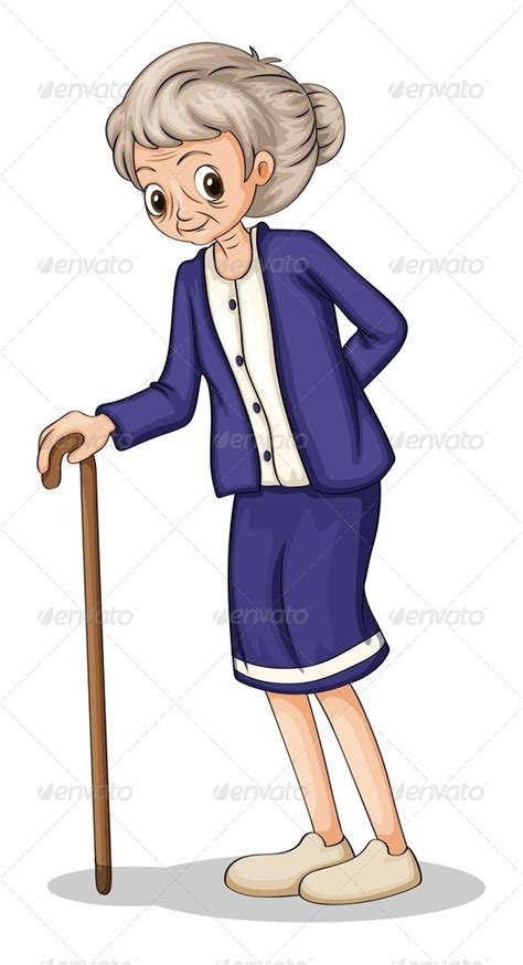 Elderly Woman using Cane