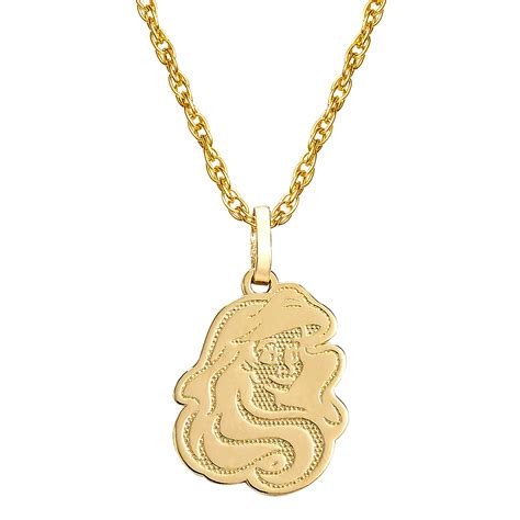 Disney The Little Mermaid 14k Gold Textured Ariel Pendant Necklace 15