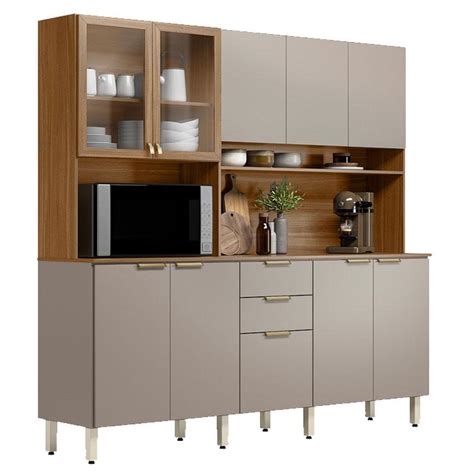 Kit para Cozinha Compacta Amora Amêndola Nude Prime TX Demóbile