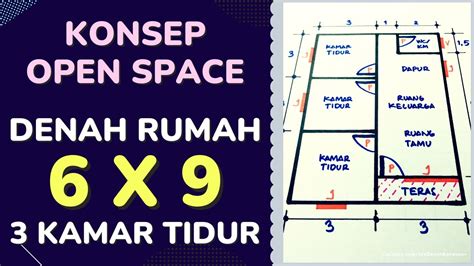 Denah Rumah 6x9 3 Kamar Tidur Dengan Konsep Open Space Yang Inspiratif Youtube