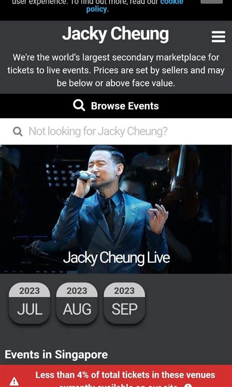 Jacky Cheung Concert Tickets July Tickets Vouchers Event