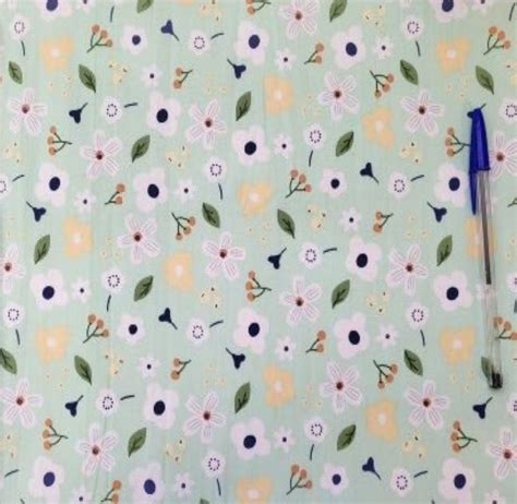 Fabrics Cotton Exclusive Prints Freesia Mint Cotton