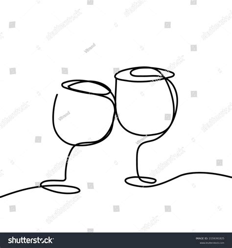 One Line Champagne Toast Continuous Linear Stock Vector Royalty Free 2159391825 Shutterstock