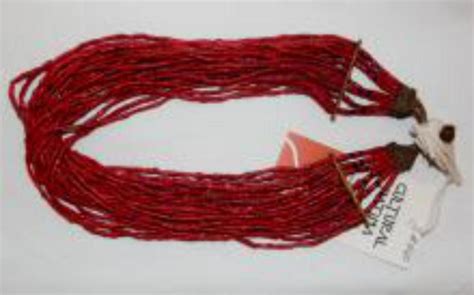 Glass Bead Necklace Naga Small Red Multi Strand Glass Bead