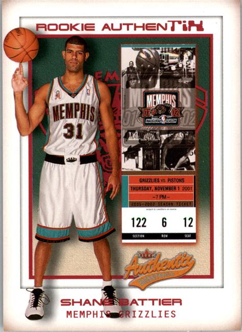 Fleer Authentix Shane Battier Rc Rookie Card Nm Mt