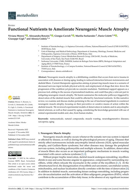 Pdf Functional Nutrients To Ameliorate Neurogenic Muscle Atrophy