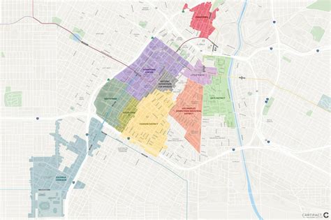 Downtown Los Angeles districts map - Map of downtown Los Angeles ...