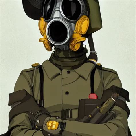 Portrait Of A Gas Mask Soldier Anime Fantasy Stable Diffusion