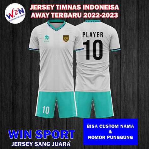 Jual Setelan Jersey Sepak Bola Timnas Indonesia Away Desain