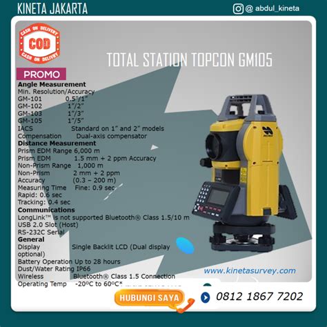 Jual Total Station Topcon GM105 Harga Jakarta Palembang Papua