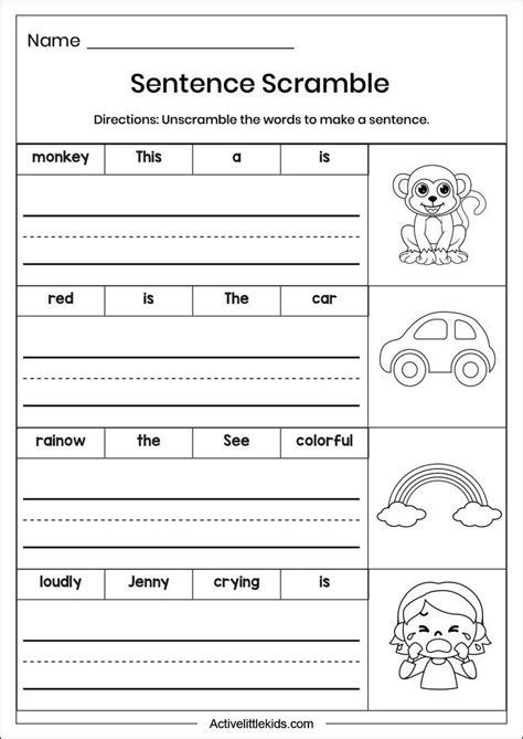 Sentence Scramble Worksheet Writing Sentences Worksheets Writing