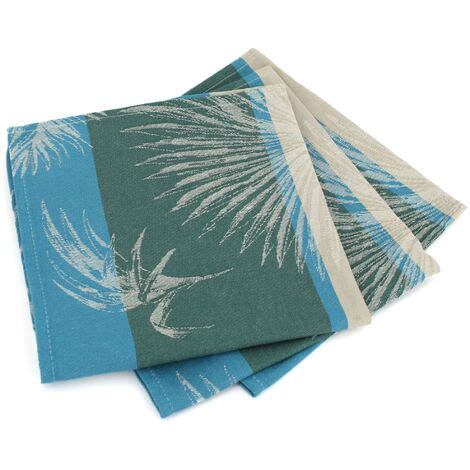 Lot De Serviettes Table Jacquard Coton Palmier