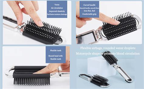 Travel Hair Brush Portable Folding Hair Brush With Mirror