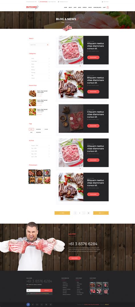 Butcher Meat Shop Psd Template By Webstrot Themeforest