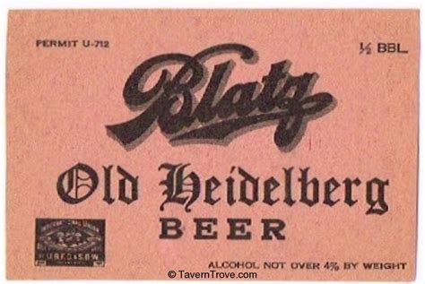 Item 65971 1940 Blatz Old Heidelberg Beer Label Wi288 X Unpictured