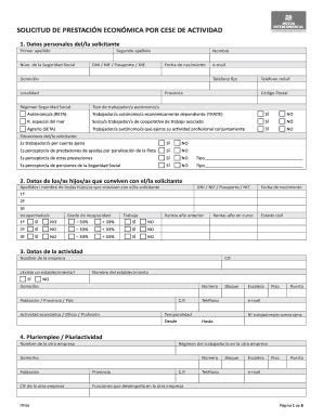 Completable En línea Solicitud de prestaci n econ mica por cese de