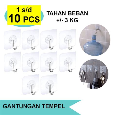 Jual Gantungan Hook Transparan Tempel Dinding Tembok Super Kuat