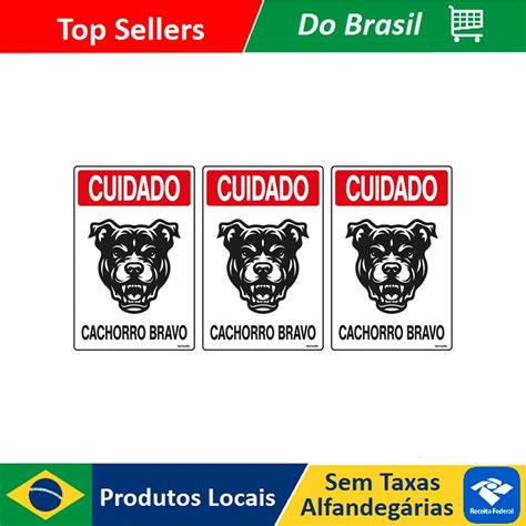 Combo Placas De Sinaliza O Cuidado Cachorro Bravo X Ekomunike P